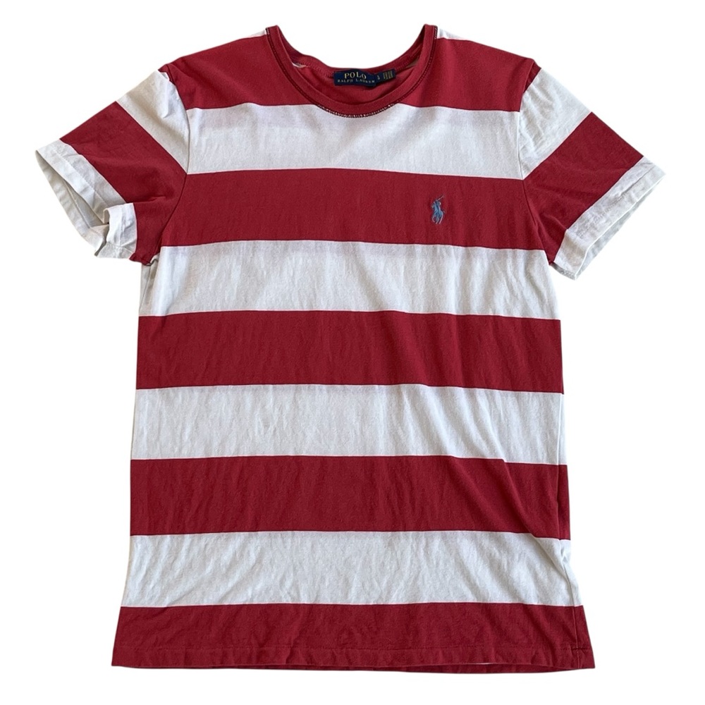 POLO RALPH LAUREN White Striped T Shirt Top Women’s Large
